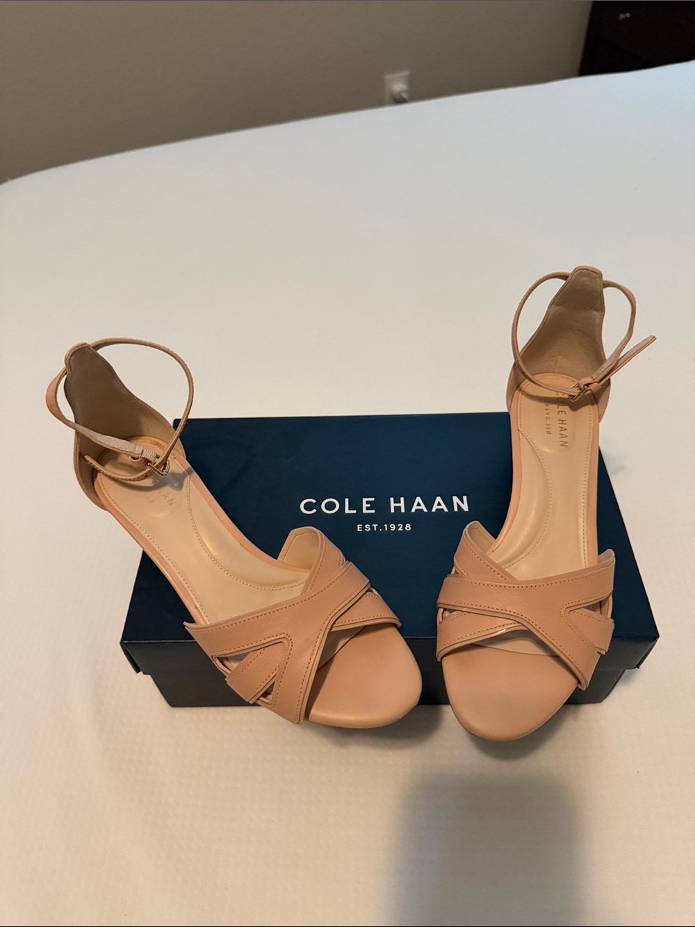 Cole Haan Women's Tan Ankle-Strap Leather Heels